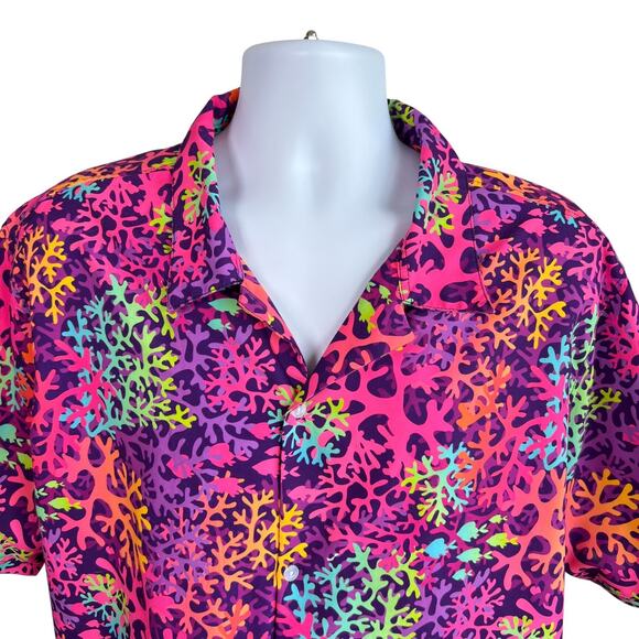 Geek Tropical Mens Science Marine Biology Rainbow Coral Button Up Shirt Size XL - Picture 2 of 6